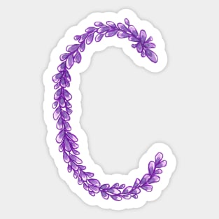 Lavender Letter C Hand Drawn in Watercolor and Ink Sticker